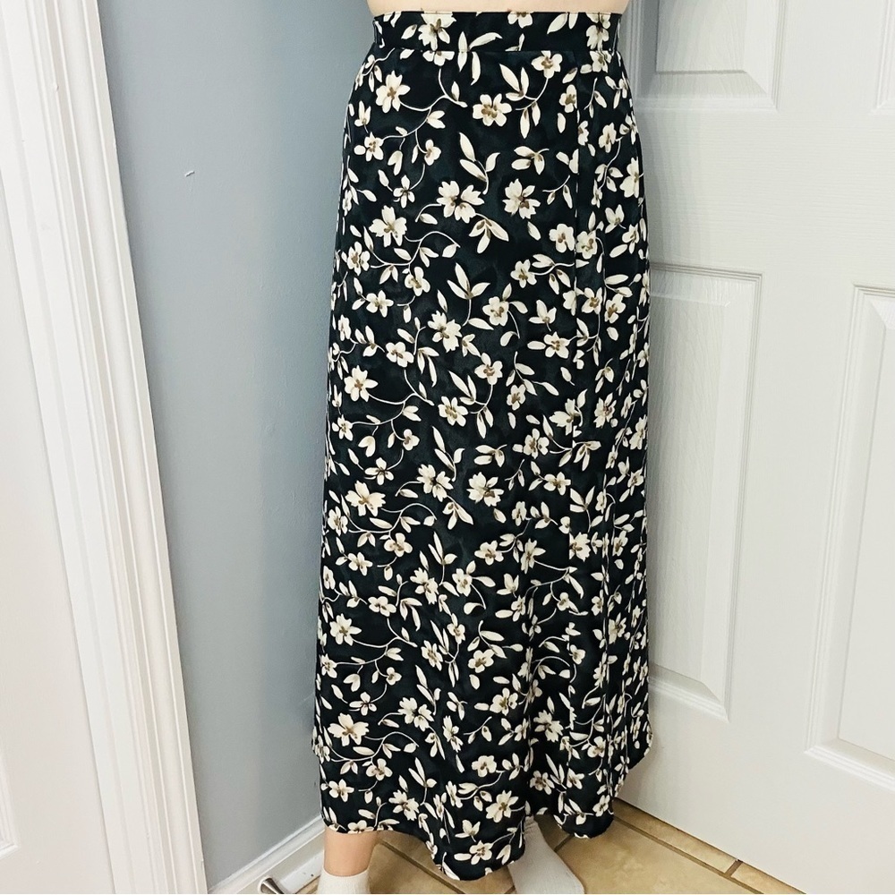 Vintage Skirt Maxi Floral Long Black White Whimsigoth Fairy Modest Extra Small